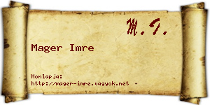 Mager Imre névjegykártya